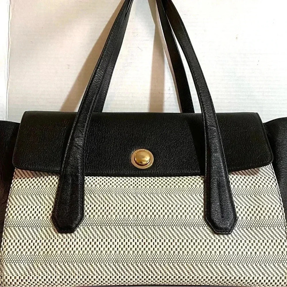 Henri Bendel black leather woven satchel handbag - Picture 2 of 14